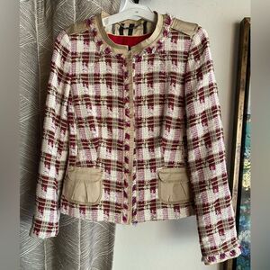 MaxMara Sport Jacket Womens Tweed Pink/ White Buttons Sz 36
